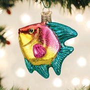 Old World Christmas Pink/yellow Tropical Angelfish Ornament