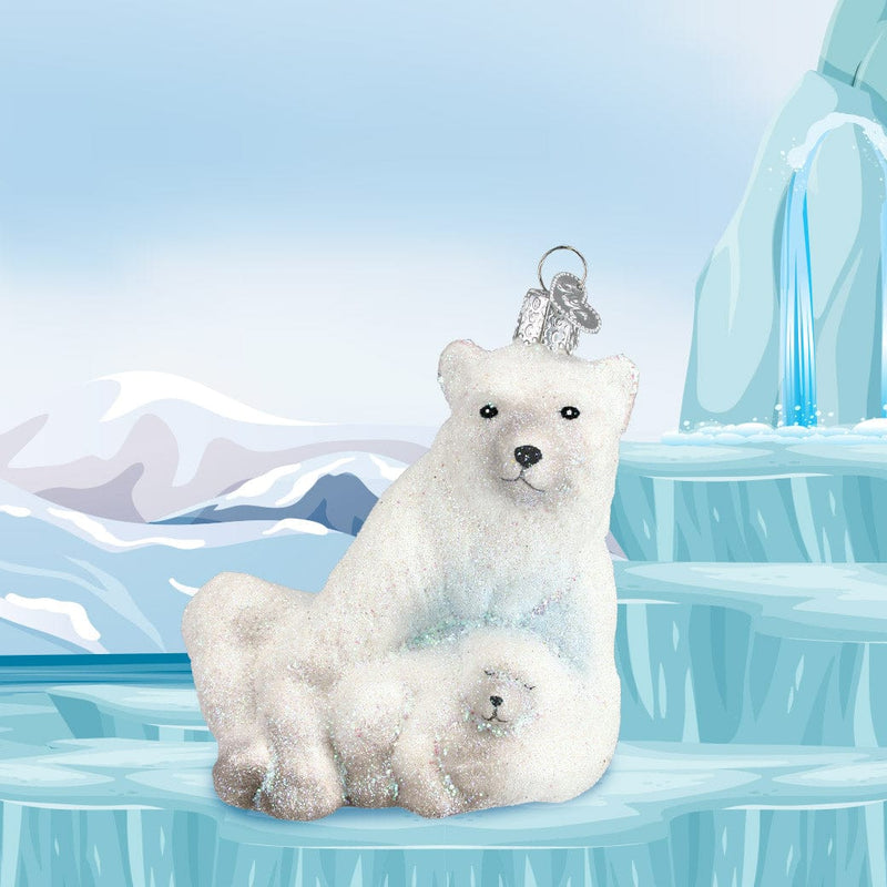 Old World Christmas Polar Bear With Cub