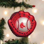 Old World Christmas Red Sox Baseball Mitt Ornament