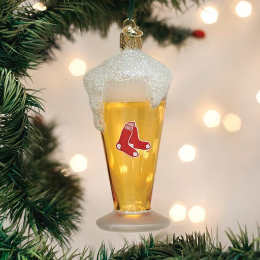Old World Christmas Red Sox Glass Of Beer Ornament