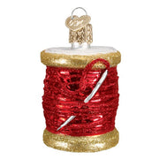 Old World Christmas Red Spool Of Thread Ornament