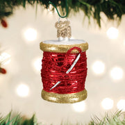 Old World Christmas Red Spool Of Thread Ornament