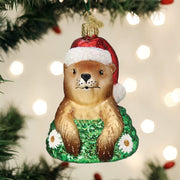 Old World Christmas Santa Groundhog Ornament