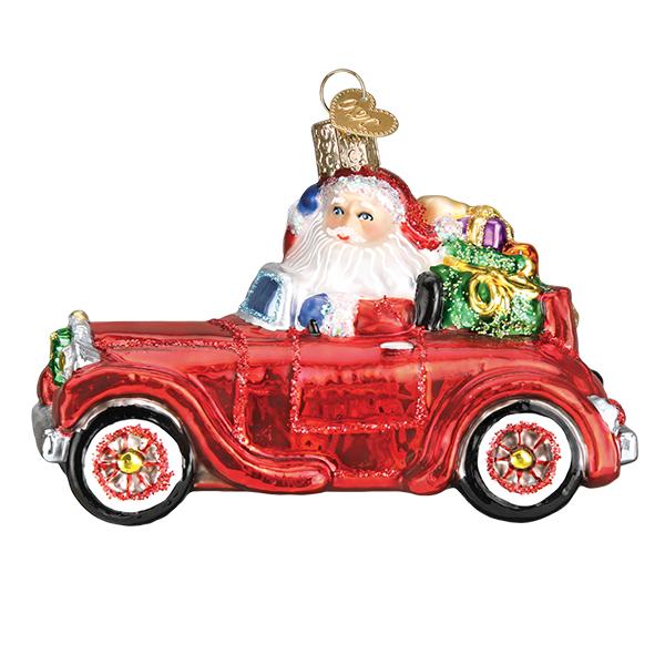 Old World Christmas Santa In Antique Car Ornament