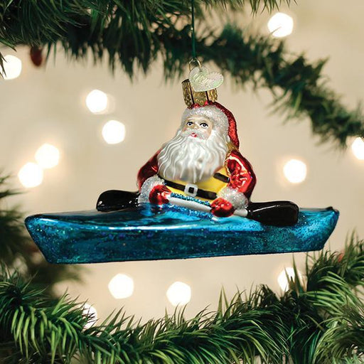 Old World Christmas Santa In Kayak Ornament
