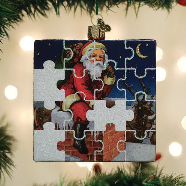 Old World Christmas Santa Jigsaw Puzzle Ornament