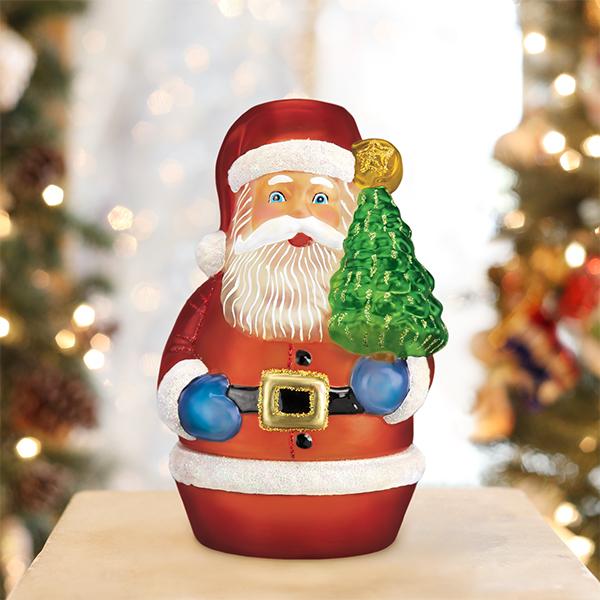 Old World Christmas Santa With Tree Candle Light