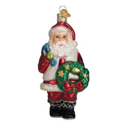 Old World Christmas Santa With Wreath Ornament