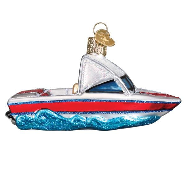 Old World Christmas Ski Boat Ornament