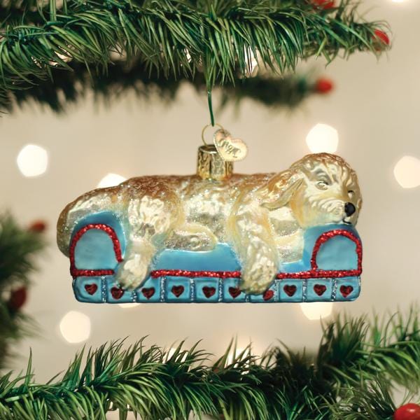 Old World Christmas Sleepy Doodle Dog Ornament