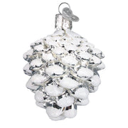 Old World Christmas Snow-capped Silver Snowy Cone Ornament