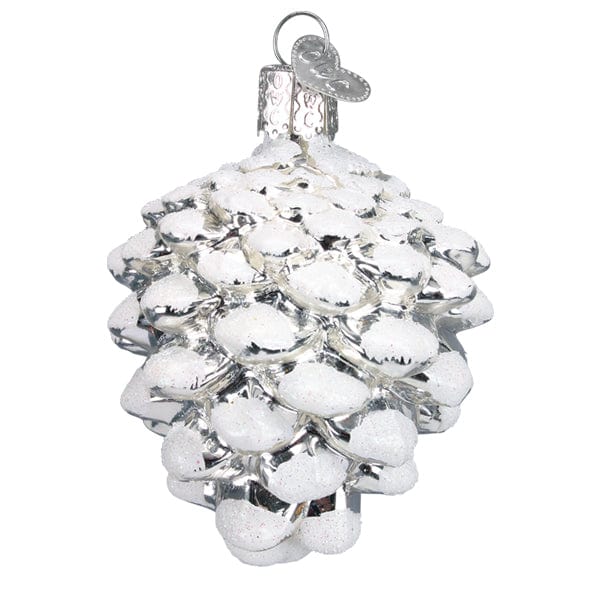 Old World Christmas Snow-capped Silver Snowy Cone Ornament