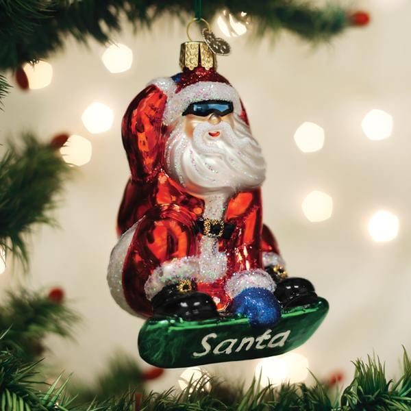 Old World Christmas Snowboarding Santa Ornament