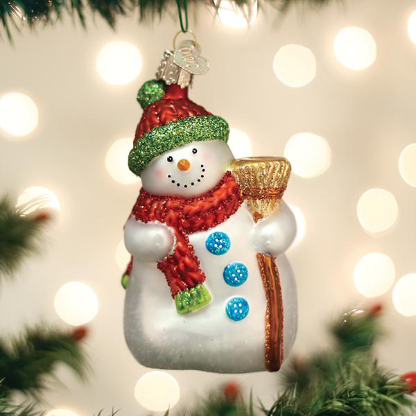 Old World Christmas Snowman With Broom Ornament