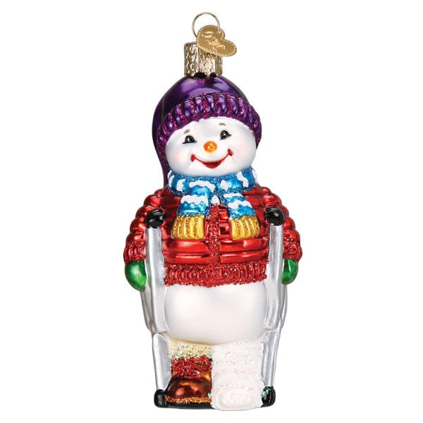 Old World Christmas Snowman With Crutches Ornament