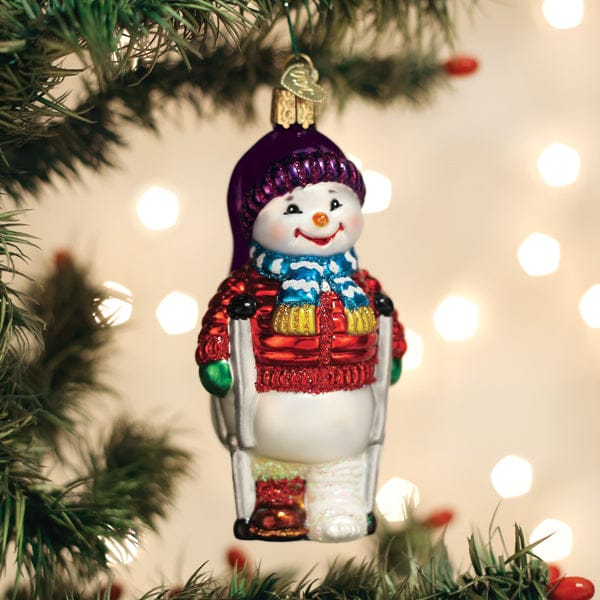 Old World Christmas Snowman With Crutches Ornament