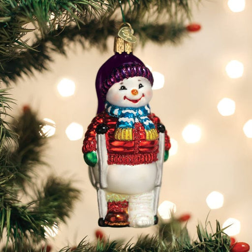 Old World Christmas Snowman With Crutches Ornament