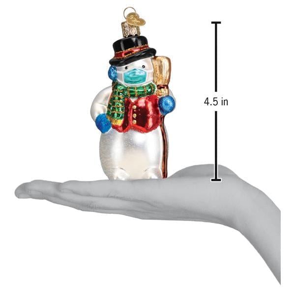 Old World Christmas Snowman With Face Mask Ornament