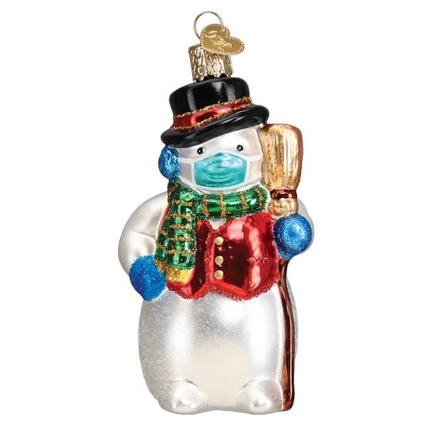 Old World Christmas Snowman With Face Mask Ornament