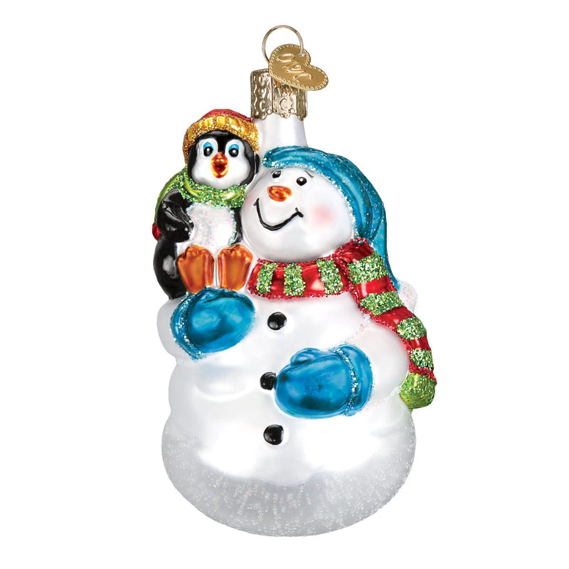 Old World Christmas Snowman With Penguin Pal
