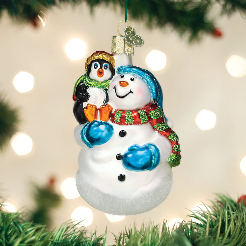 Old World Christmas Snowman With Penguin Pal