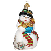 Old World Christmas Snowman With Playful Pets
