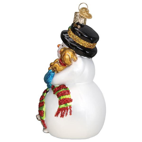 Old World Christmas Snowman With Playful Pets