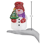 Old World Christmas Snowman With Tree Candle Light