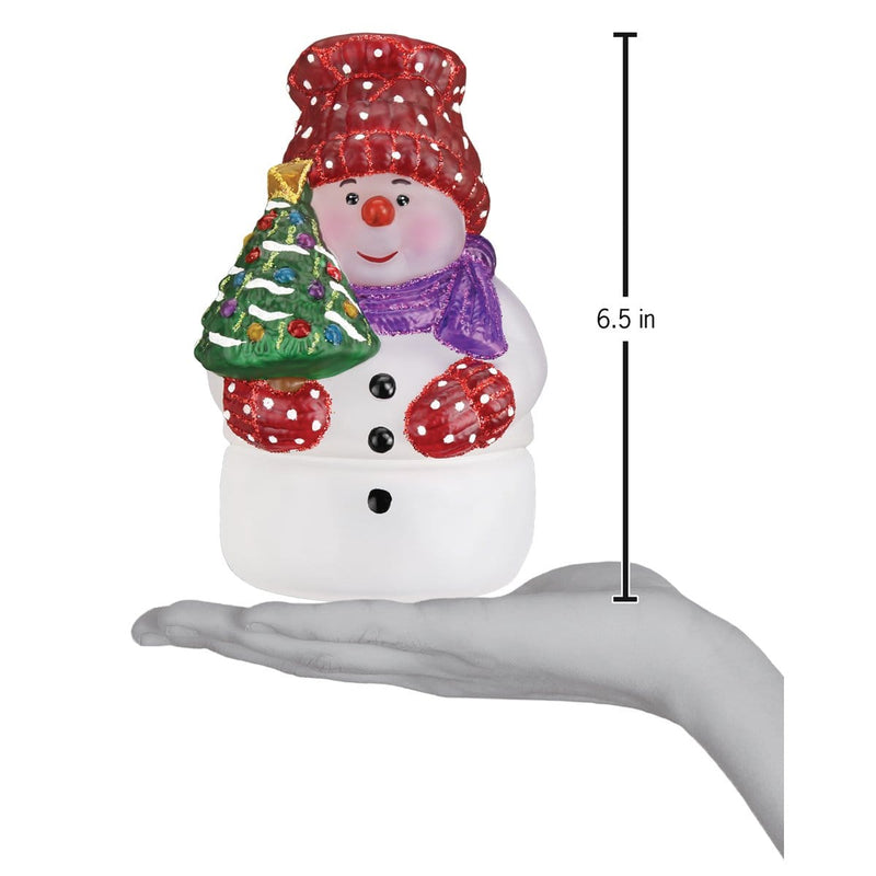Old World Christmas Snowman With Tree Candle Light