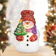 Old World Christmas Snowman With Tree Candle Light