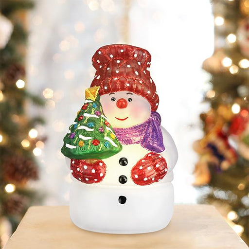 Old World Christmas Snowman With Tree Candle Light