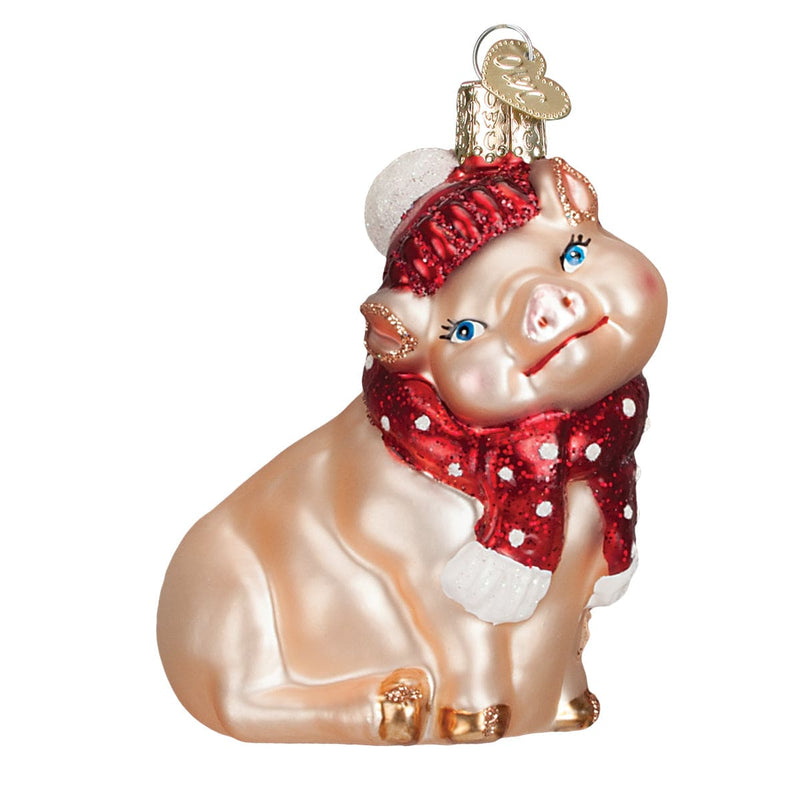 Old World Christmas Snowy Pig Ornament