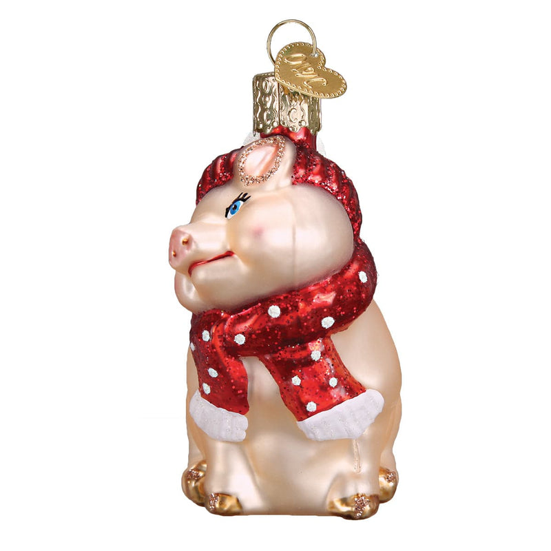 Old World Christmas Snowy Pig Ornament