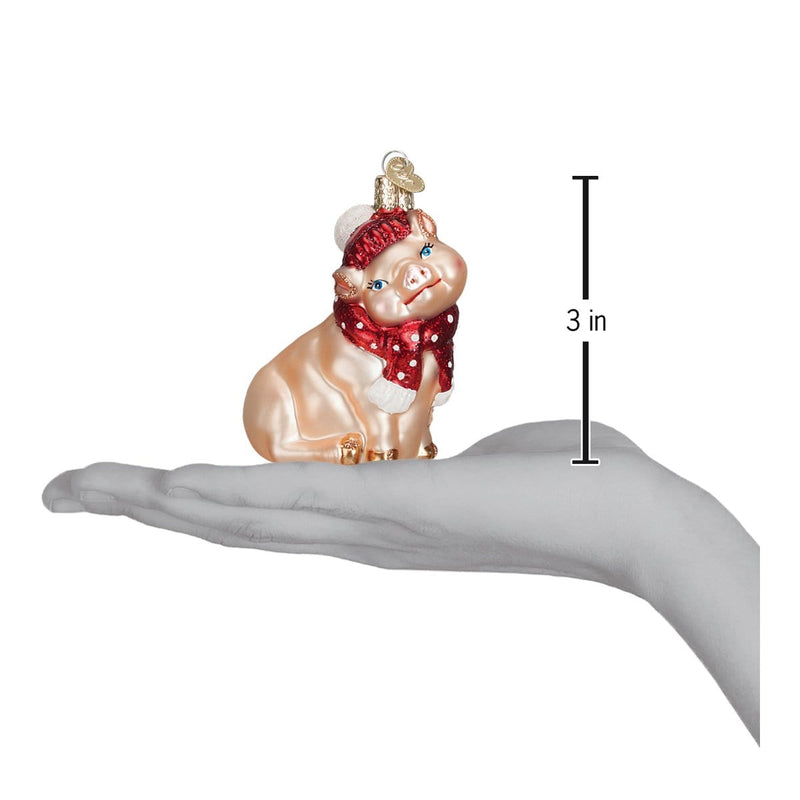 Old World Christmas Snowy Pig Ornament
