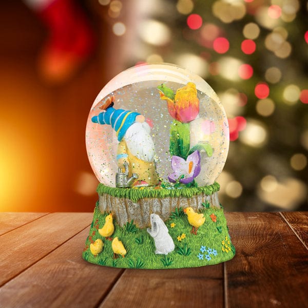 Old World Christmas Spring Garden Gnome Snow Globe