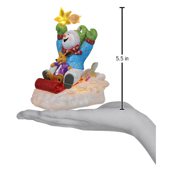 Old World Christmas Star Powered Snow Boy Lighted Figurine