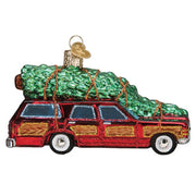 Old World Christmas Station Wagon With Tree Ornament