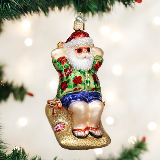 Old World Christmas Sunning Santa Ornament