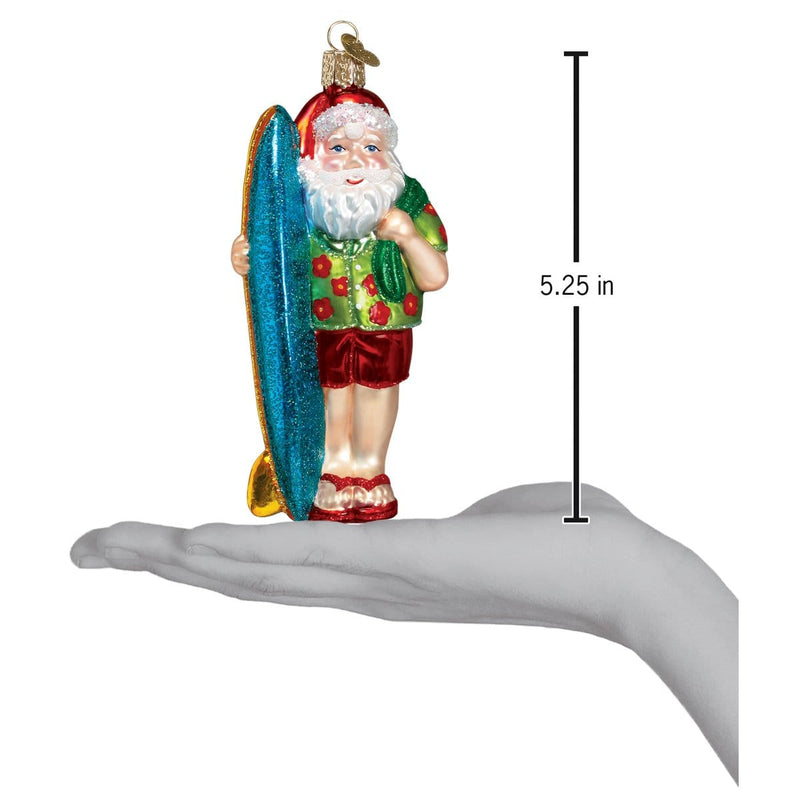 Old World Christmas Surfer Santa Ornament
