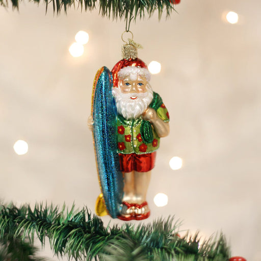 Old World Christmas Surfer Santa Ornament