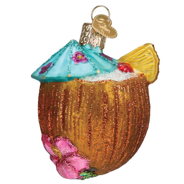 Old World Christmas Tropical Coconut Drink Ornament