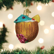 Old World Christmas Tropical Coconut Drink Ornament