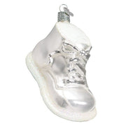 Old World Christmas White Baby Shoe Ornament
