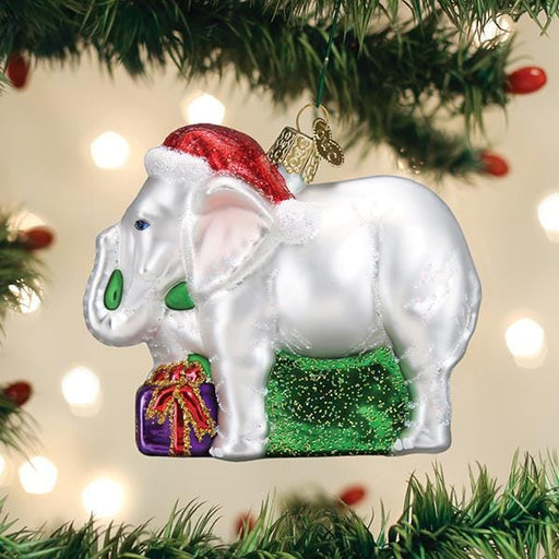 Old World Christmas White Elephant Ornament