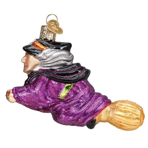 Old World Christmas Witch On Broomstick Ornament