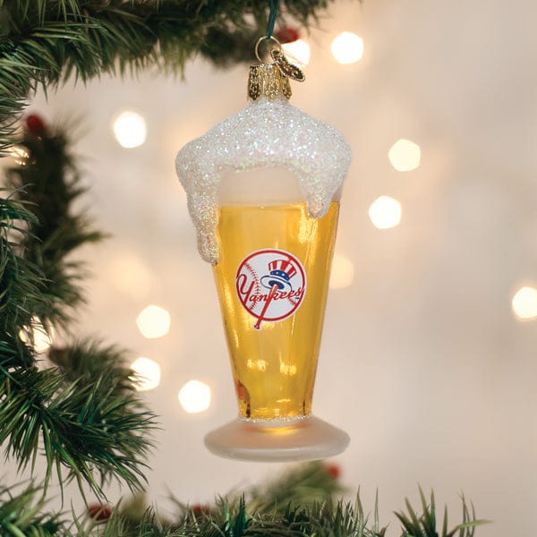 Old World Christmas Yankees Glass Of Beer Ornament