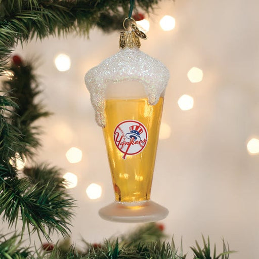 Old World Christmas Yankees Glass Of Beer Ornament
