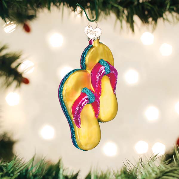 Old World Christmas Yellow Flip-flops Ornament