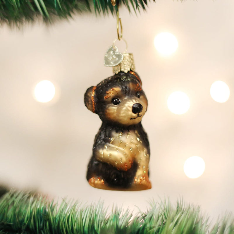 Old World Christmas Yorkie Puppy Ornament