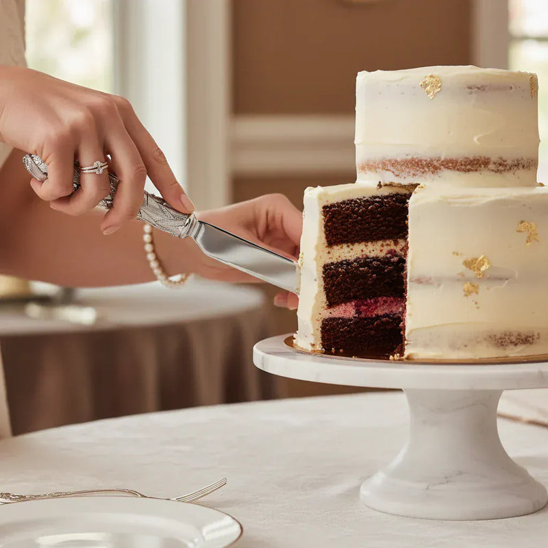 OLIVIA RIEGEL® Cake Server Preen Dessert Serving Set - Silver